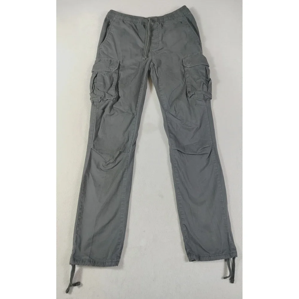 Arizona Jean Co Cargo Pants Mens Small Black Elastic Waist Drawstring Utility